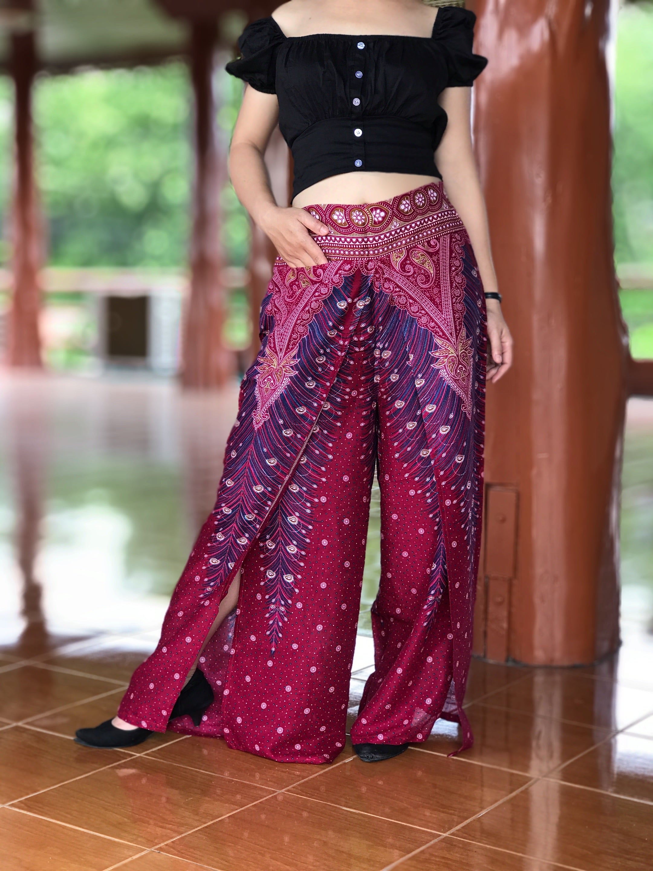 Burgundy Thai Harem Pants: Festival Style for Girls – Lannaclothesdesign  Shop